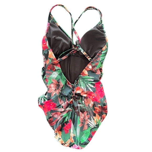 Aqua Green Floral Ruched Swimsuit Size S - Picture 5 of 5